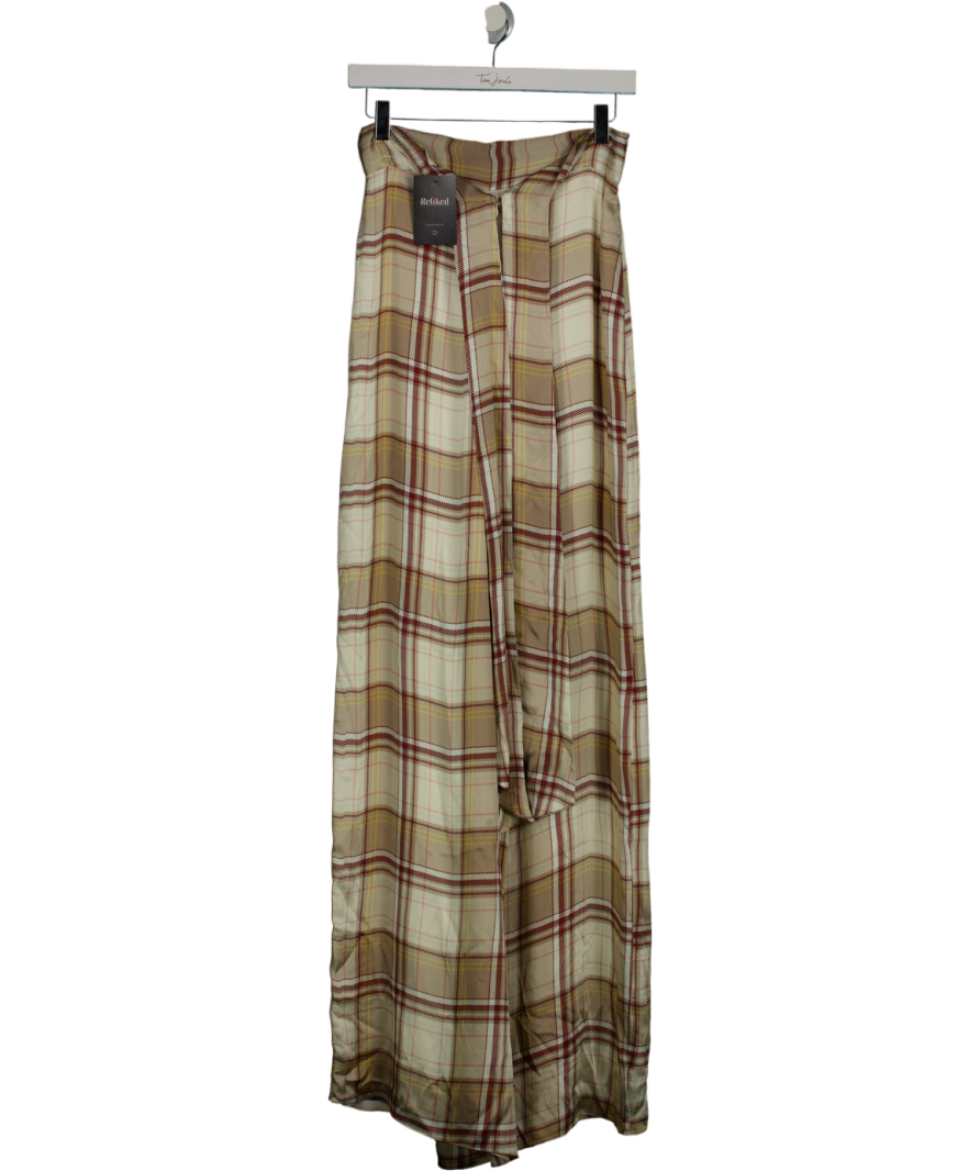 Harmur Beige Satin Flowly Maxi Skirt UK S