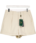 HOLLAND COOPER Beige Pleated Wide Leg Short Stone With Gold Hc Logo Embellishment UK 10