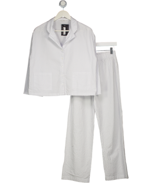 THE WHITE COMPANY White / Blue Striped 100% Cotton Seersucker Pyjama Set UK XS