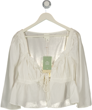 H&M Cream Brock Collection Tie Front Blouse UK M