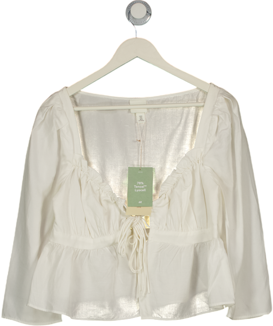 H&M Cream Brock Collection Tie Front Blouse UK M