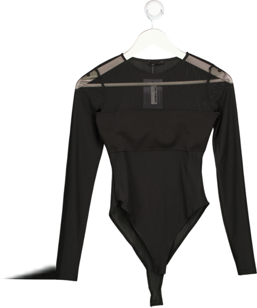 ZARA Black Mesh Long Sleeve Bodysuit UK S