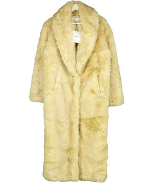 Topshop Faux Fur Super Long Oversized Shawl Coat In Buttermilk Beige UK S