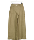 REISS Ashby Linen Wide-leg Trousers In Khaki Green UK 8