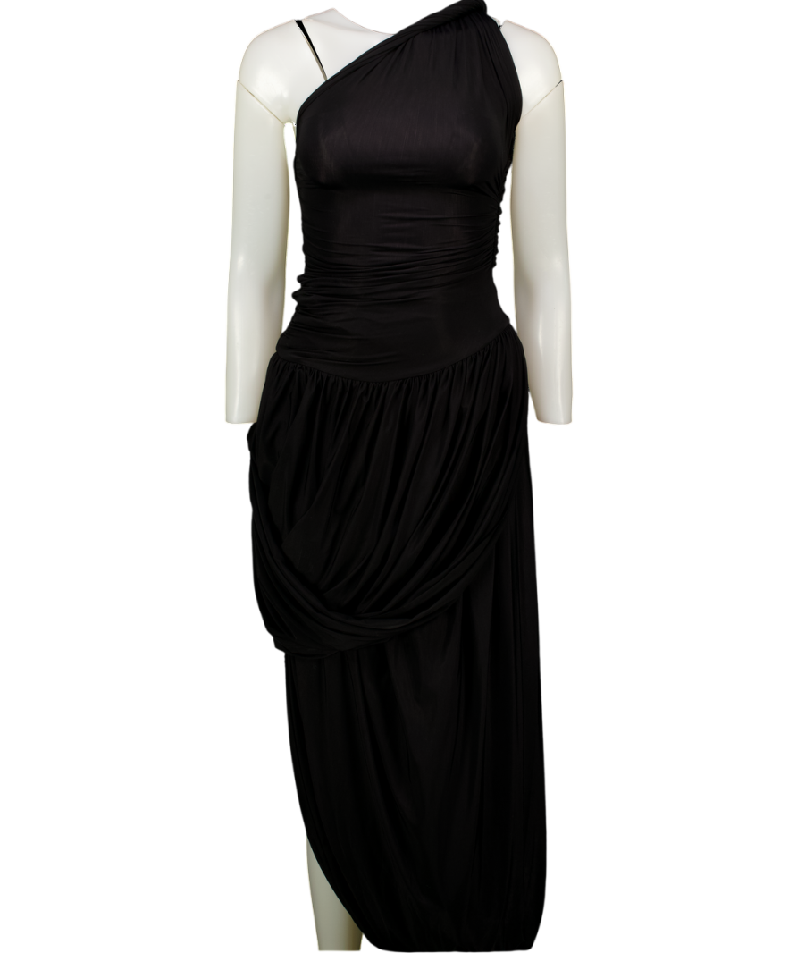 MAYGEL CORONEL Black Getsemani One-shoulder Dress UK S/M
