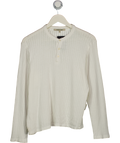 George Best White Classic Long Sleeved Henley Top UK S