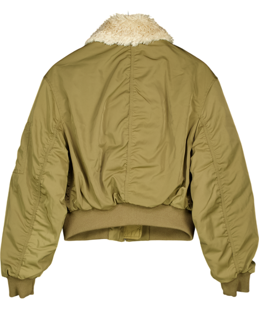 H&M Khaki Green Oversize Collared Bomber Jacket UK S