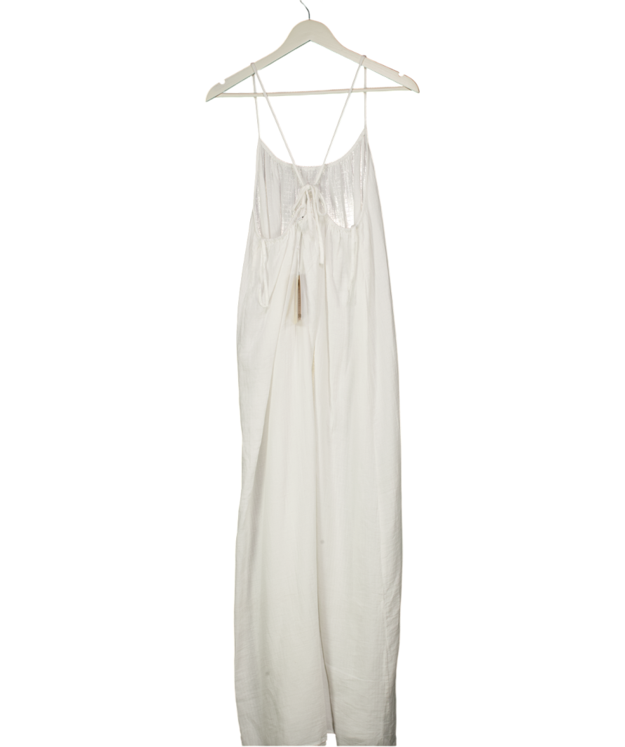 VILA White Organic Cotton Vilania Strap Maxi Dress UK 10