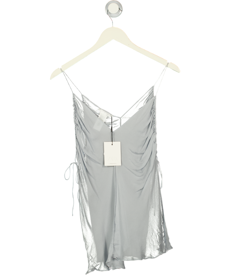 ZARA Sheer Blue Chiffon Cami Top UK S