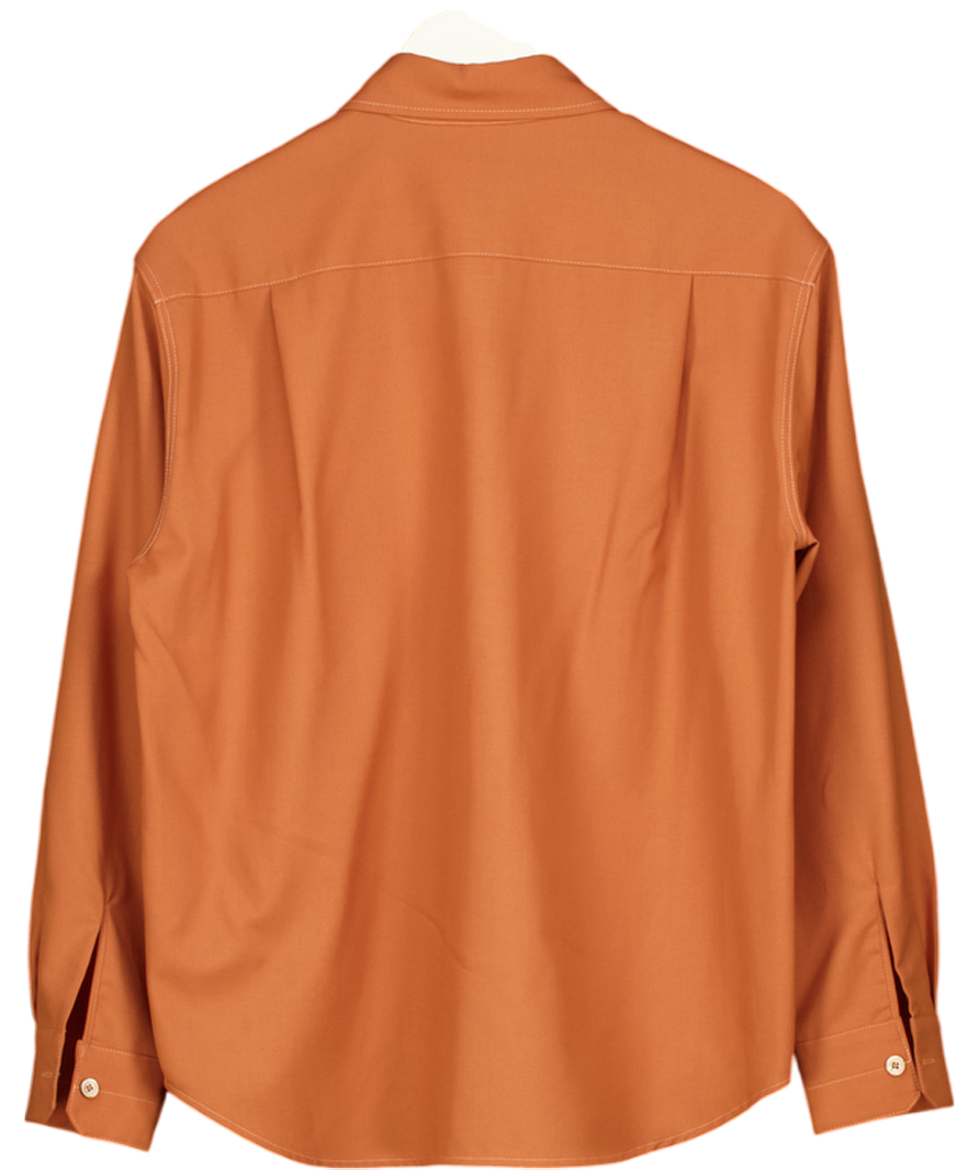 LVIR Rust Brown Wool-blend Oversize Shirt UK S