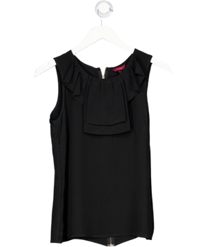 Ted Baker Sleeveless Black Top With Ruffled Neckline Details UK 12