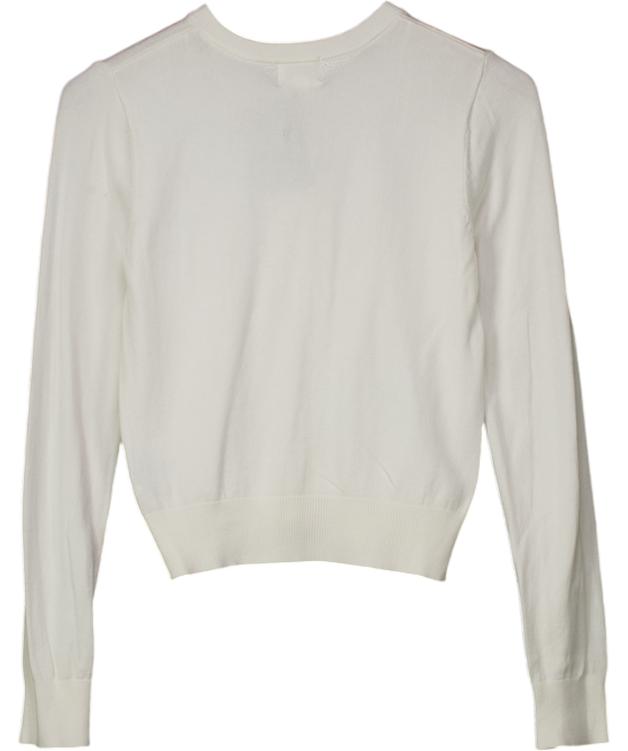 H&M White Viscose Blend Fine Knit Cardigan UK XS