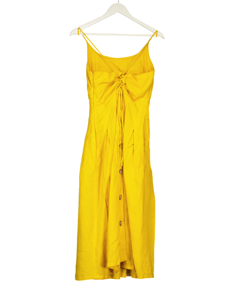 WHISTLES Yellow Duffy Linen Strappy Dress UK 8