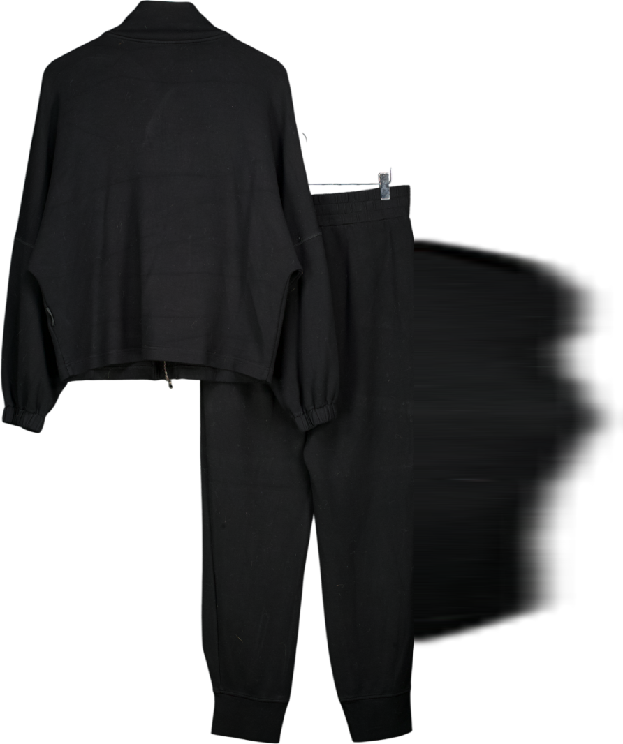 VARLEY 2-piece Black Doublesoft Zip-through Sweatshirt & Relaxed Cuffed Sweatpant Set UK M