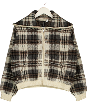 H&M Brown Jacquard-knit Jacket UK XS
