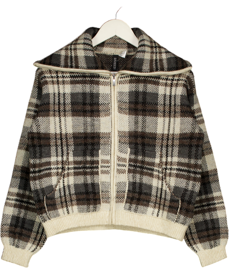 H&M Brown Jacquard-knit Jacket UK XS