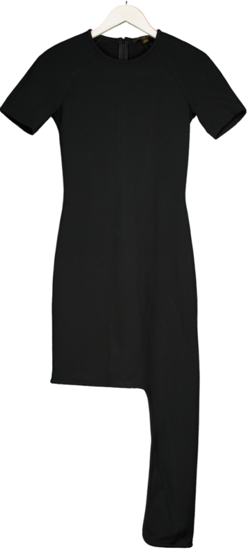 Louis Vuitton Black Asymetric Short Sleeve Dress UK 10