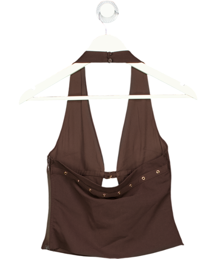 WHITE FOX Firestorm Halter Top - Chocolate Brown UK XS