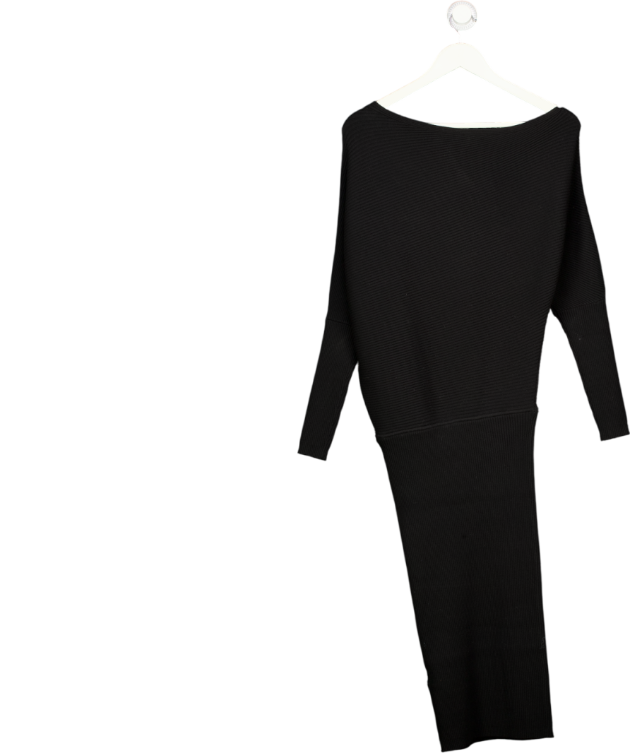 REISS Lara Off-the-shoulder Ribbed Midi Dress In Black UK S