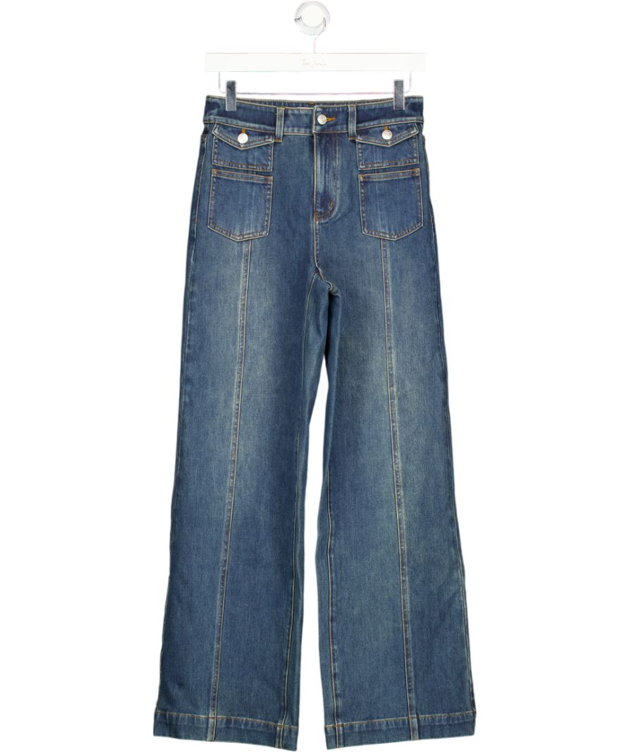 FABRIQUE X Rebekka Bach Blue Stella Double Pocket Distressed Washed Jeans UK XS