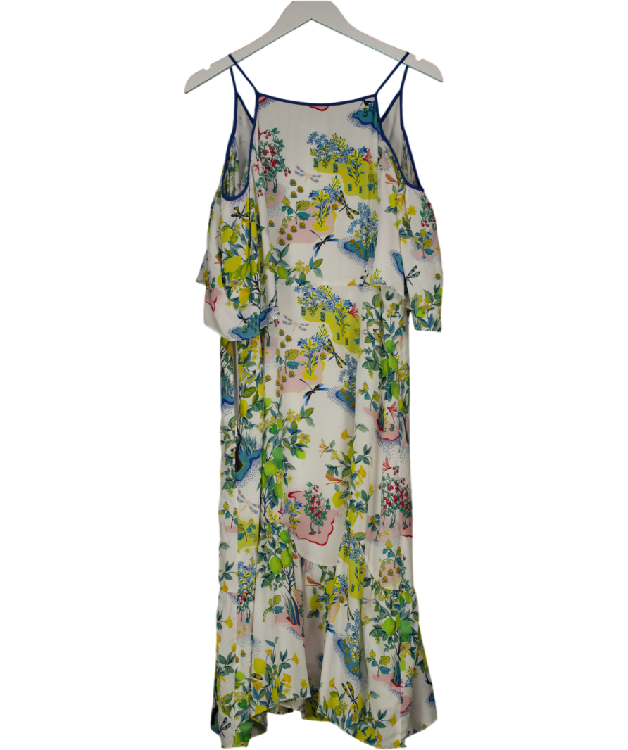 Whistles White / Multi Cold Shoulder Lemon Print Garden Dress UK 14