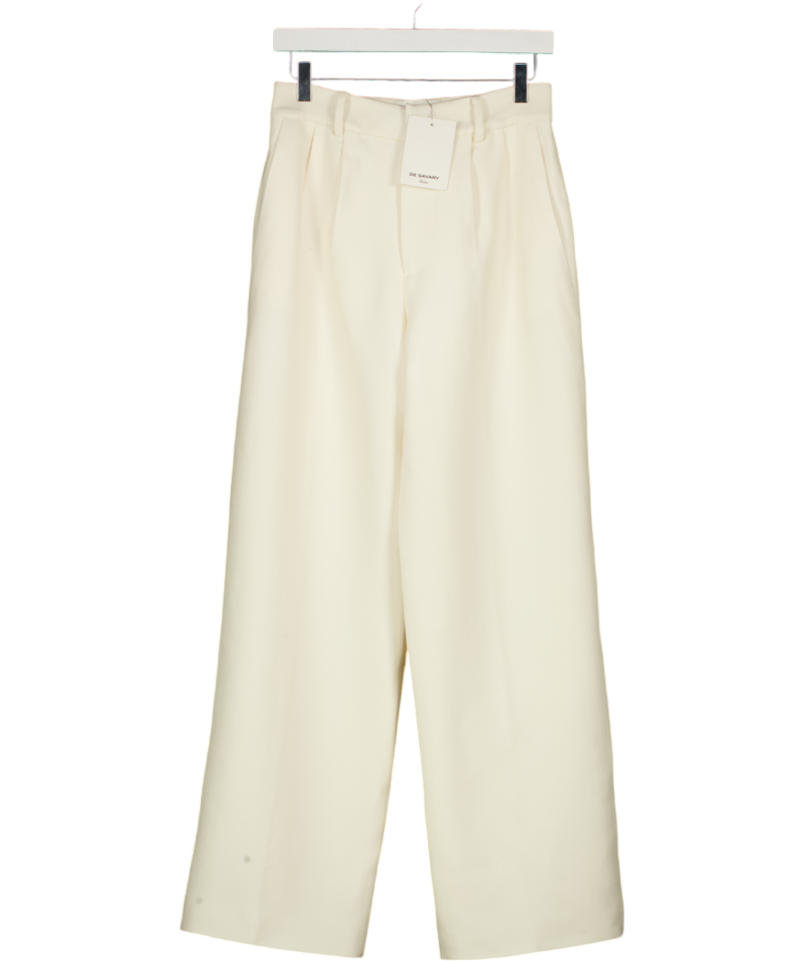 DE SAVARY LONDON Cream Wool Suit Trousers UK S