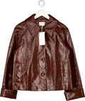 SEZANE Brown Robbin Faux Patent Leather Jacket  Chocolate Fr38 UK 10