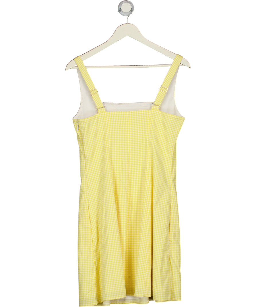 Abercrombie & Fitch Square Neck Pleated A-line Mini Skort Dress In Yellow Gingham UK L