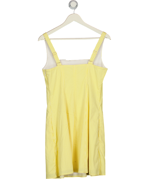 Abercrombie & Fitch Square Neck Pleated A-line Mini Skort Dress In Yellow Gingham UK L