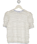 DONNA IDA White Lace Fringed Top With Contrast Blue Trim UK S