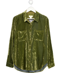 Anthropologie Maeve Olive Green Velvet Shirt Us10 UK 14