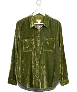 Anthropologie Maeve Olive Green Velvet Shirt Us10 UK 14