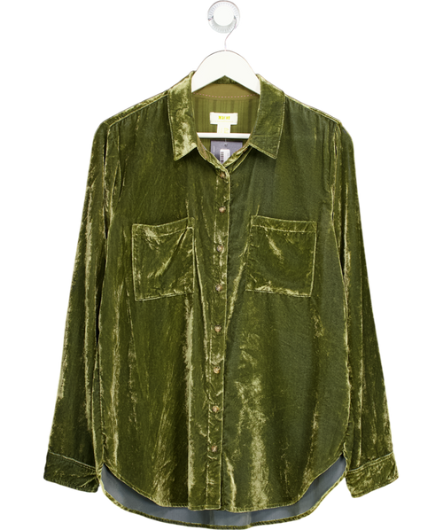 Anthropologie Maeve Olive Green Velvet Shirt Us10 UK 14