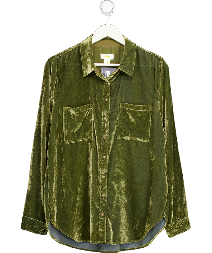 Anthropologie Maeve Olive Green Velvet Shirt Us10 UK 14