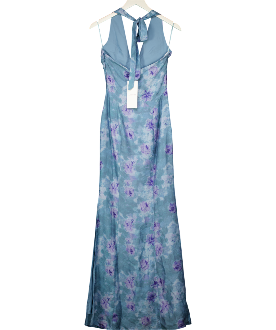 ADOORE Dusty Blue Printed Halterneck Dress UK 6