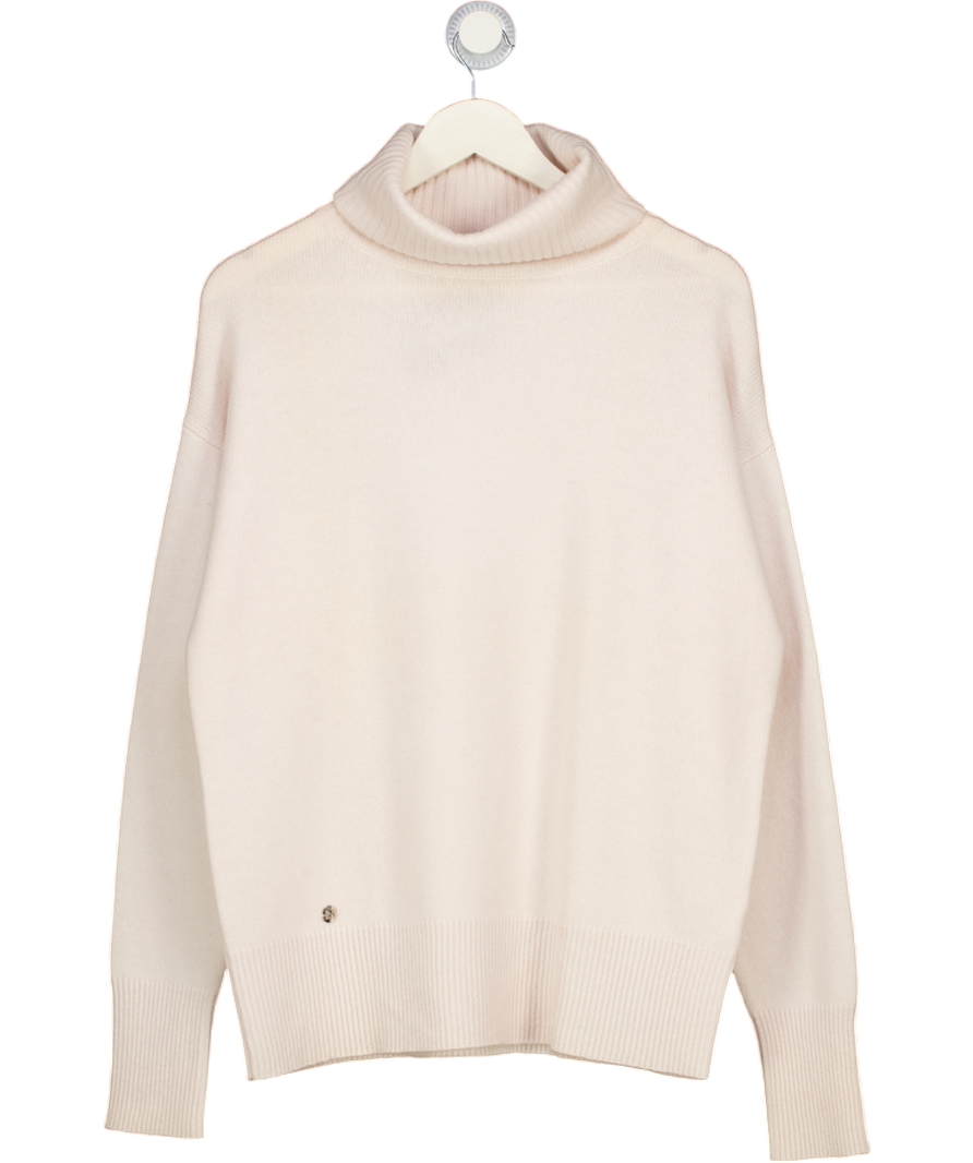 LUCY NAGLE Cream Virgin Wool / Cashmere Super Soft Roll Neck Jumper UK XS/S