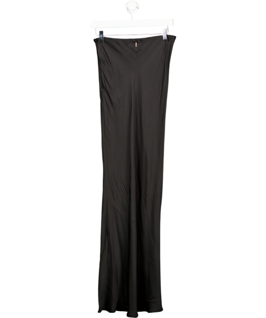 MISA Los Angeles Black Satin Maxi Slip Skirt UK M