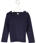PETITE BATEAU Blue Ribbed Cotton Navy Jumper,sailer Button Fastening On The Left Shoulder 4 Years