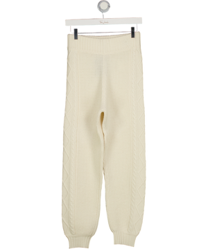 PERFECT MOMENT Cream Merino Wool Crystal Cable-knit Wool Tapered Pants UK XS