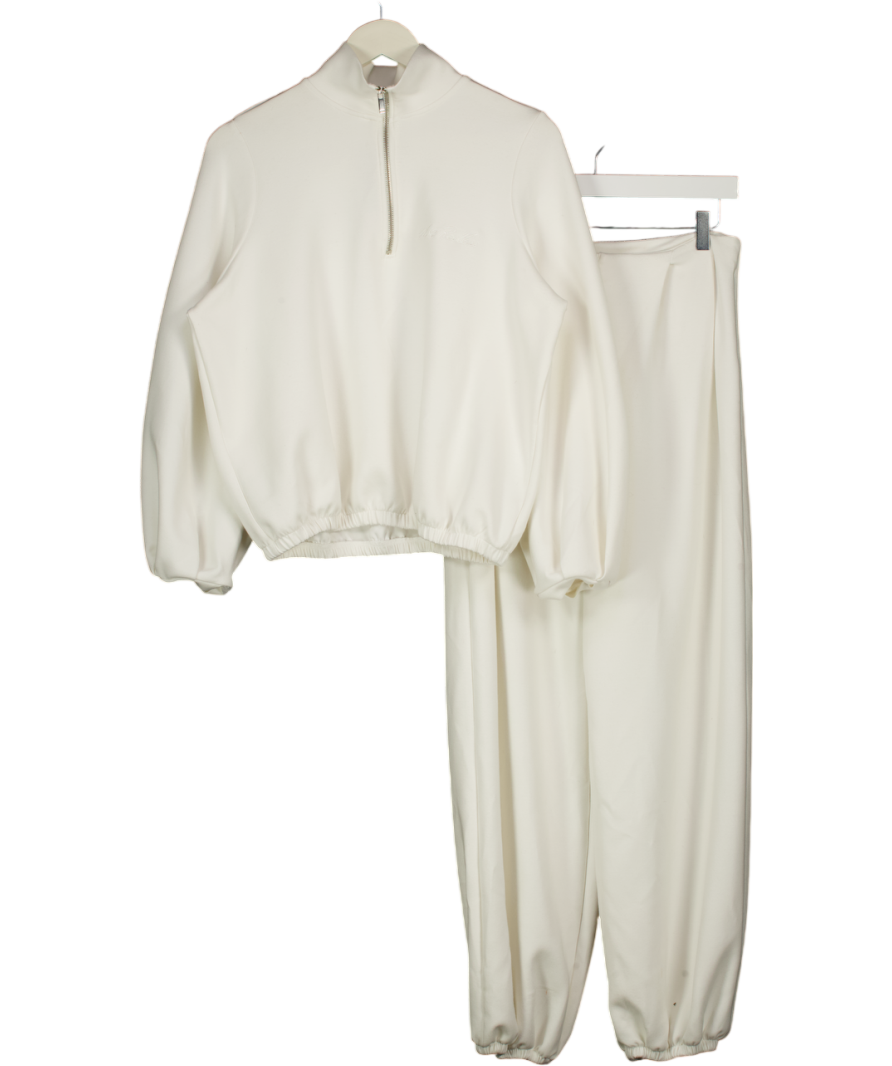 4th & Reckless 2-piece White Embdroiered Logo Tracksuit Set UK XS/S