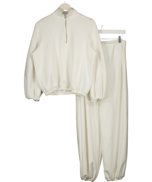 4th & Reckless 2-piece White Embdroiered Logo Tracksuit Set UK XS/S