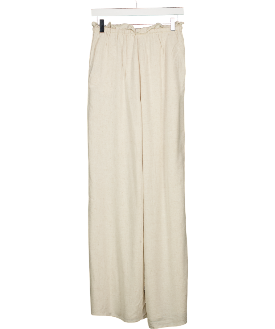 4th Reckless Tulum Beige Linen Drawstring Waist Trouser UK 8