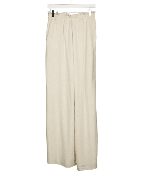 4th Reckless Tulum Beige Linen Drawstring Waist Trouser UK 8