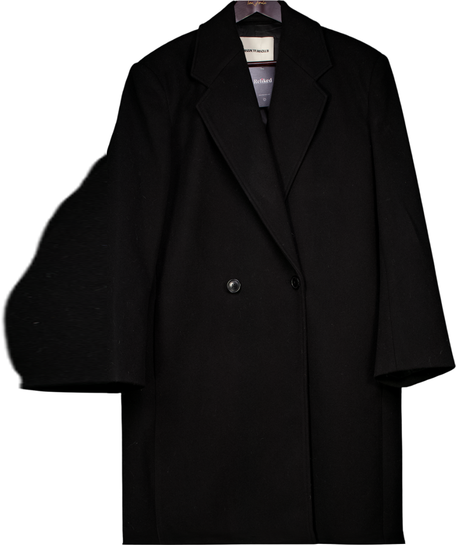 THE COUTURE CLUB Black Oversize Longline Overcoat UK M