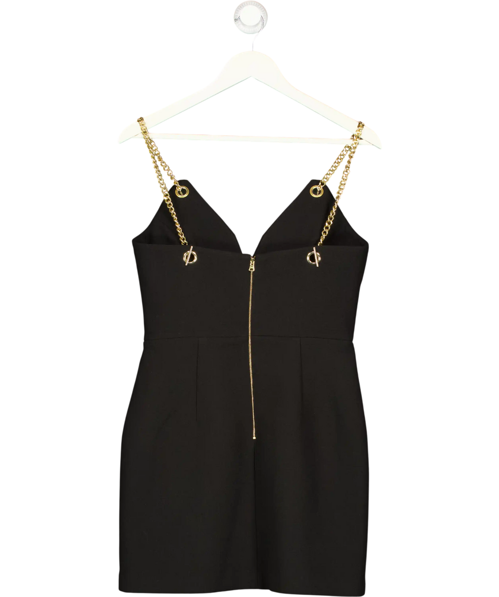 REBECCA VALLANCE Black / Gold Iman Chain-detail Mini Dress UK 10