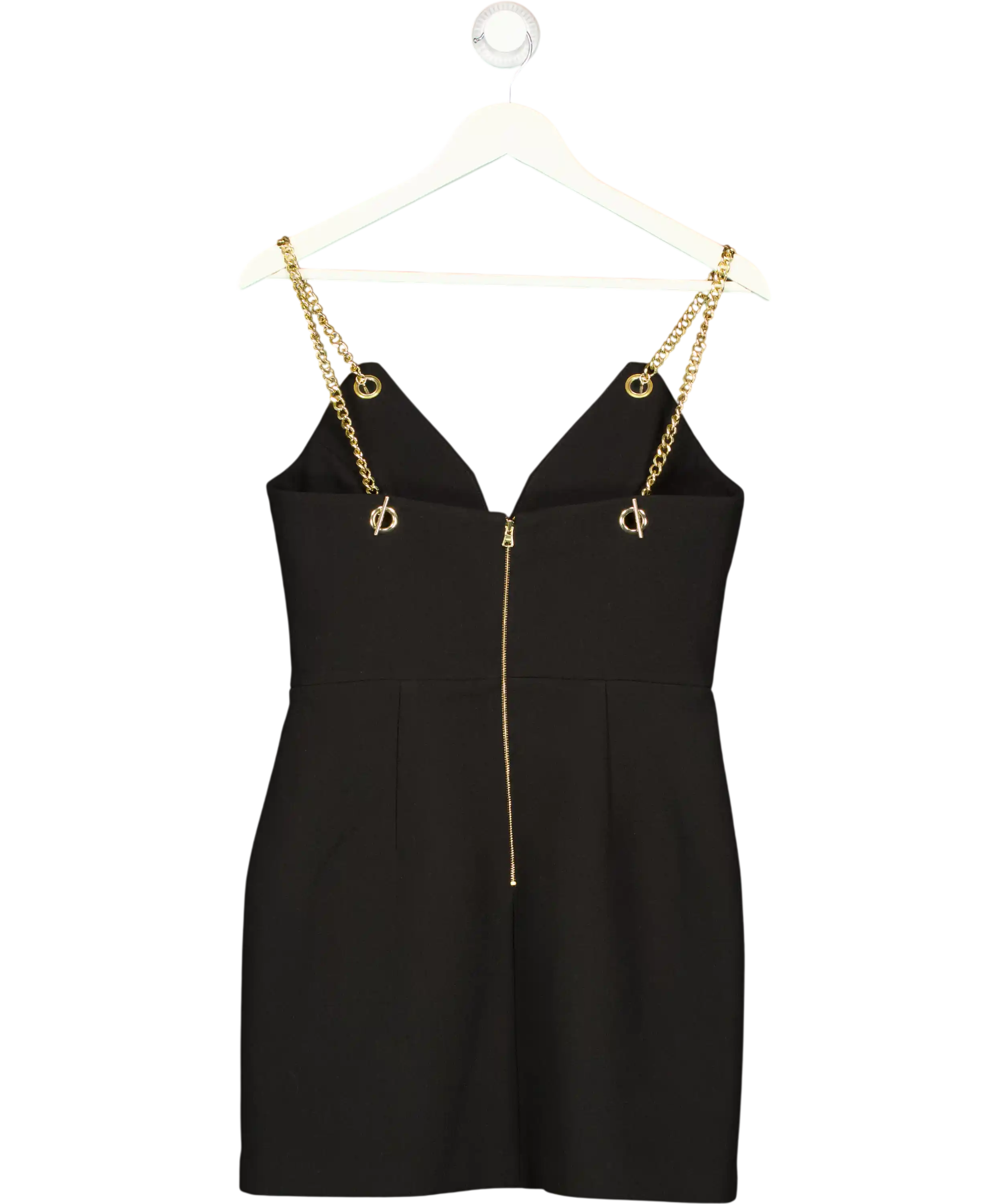 REBECCA VALLANCE Black / Gold Iman Chain-detail Mini Dress UK 10