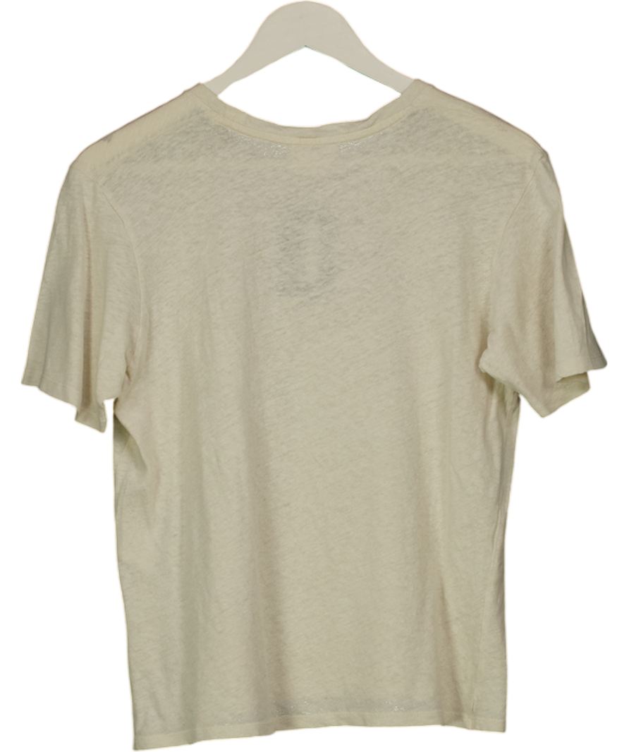 Sezane Cream Cotton Knit Classic T-shirt UK S