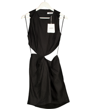 VENROY Black Linen Cut Out Mini Dres UK S