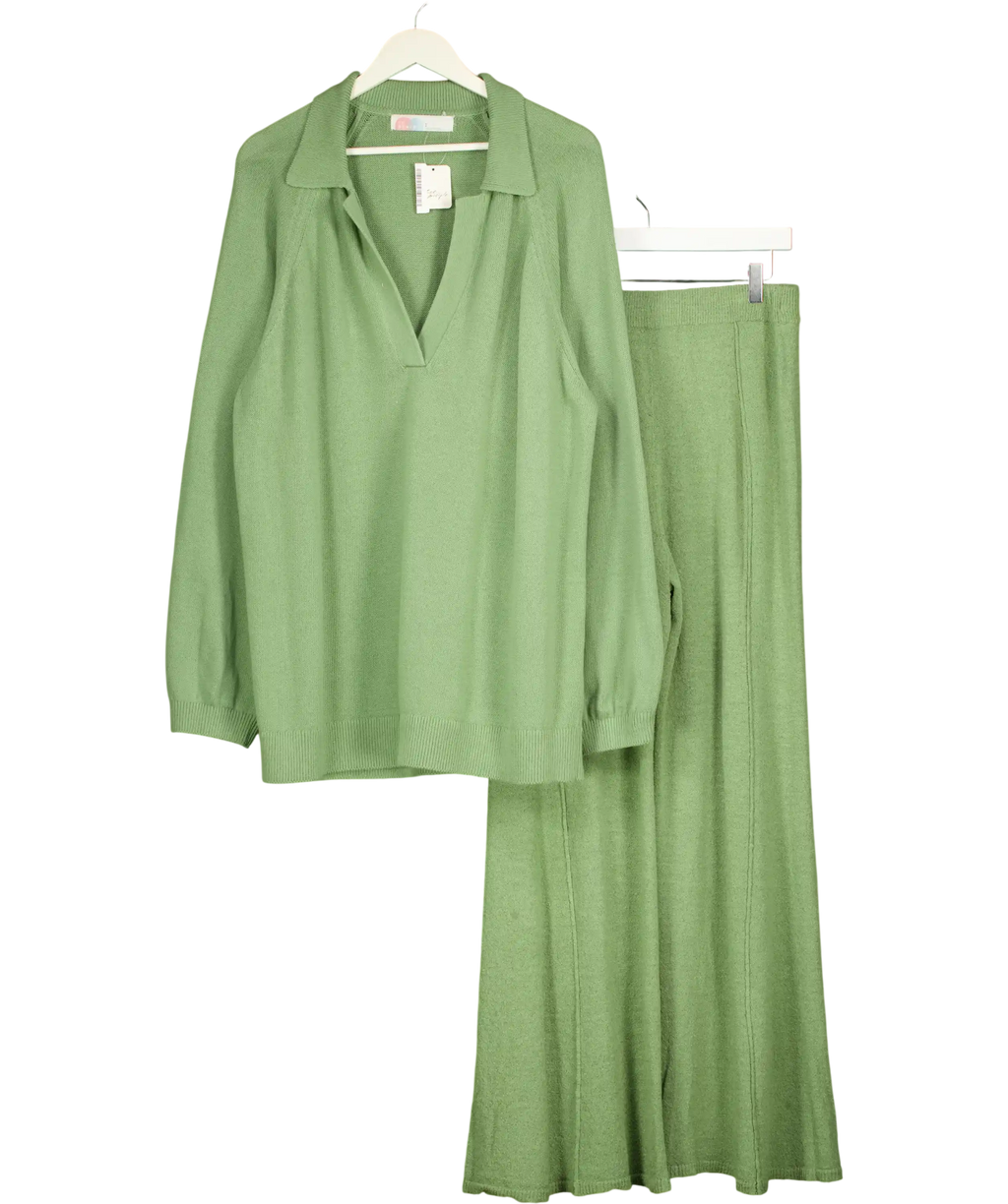 FREE PEOPLE Sage Green 2-piece Drea Sweater Loungewear Set UK L