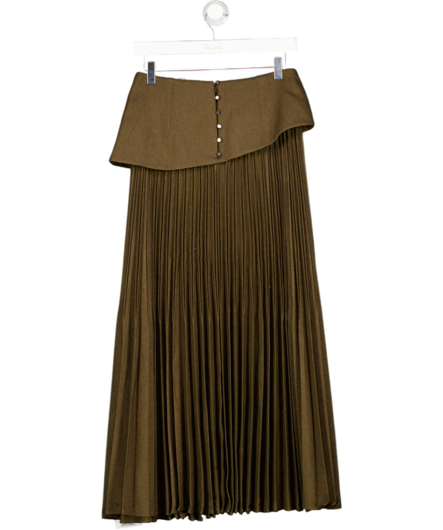 ARRANGE Brown Premium Pleated Tailored Maxi Skirt In Chocolate UK 10